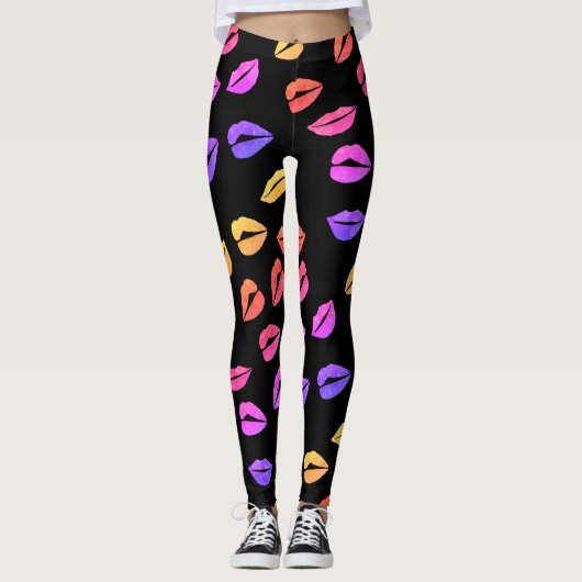 Roze Lippen Leggings (Voorkant)