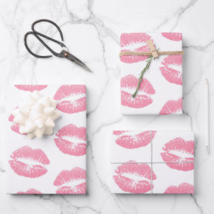 Roze Lippen, Lippenpatroon, Roze Lippenstift, Kus Inpakpapier Vel