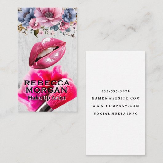 Roze Lippen | Make-upkwast en Poeder Visitekaartje (Voorkant / Achterkant)