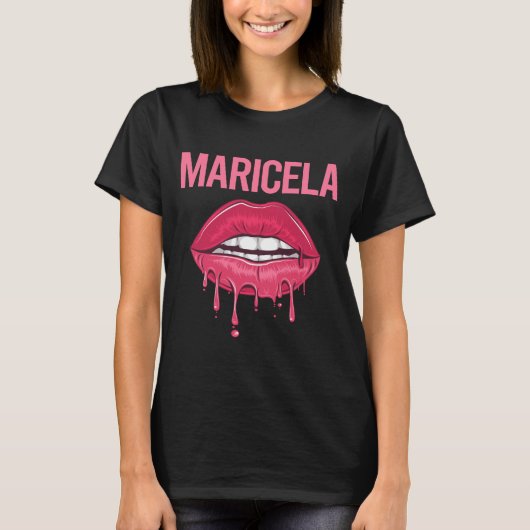 Roze Lippen - Maricela Naam T-shirt (Voorkant)