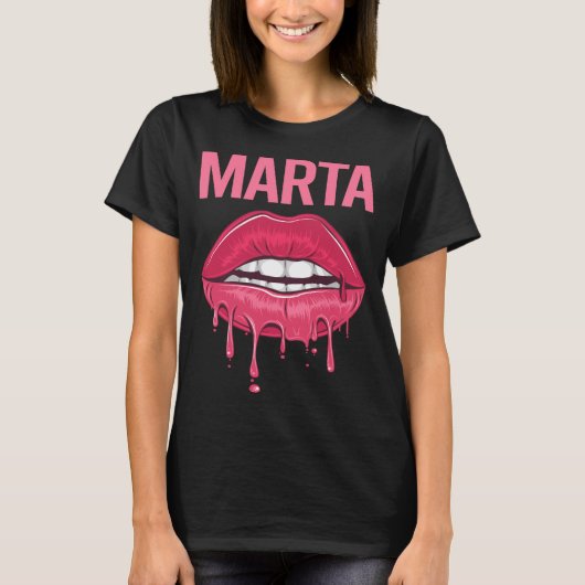 Roze Lippen - Marta Naam T-shirt (Voorkant)