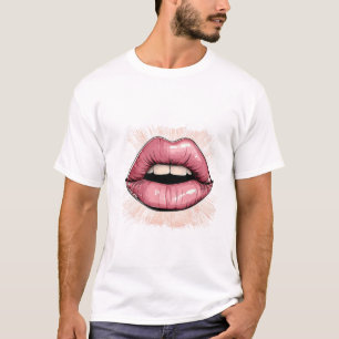 Roze lippen met tanden t-shirt