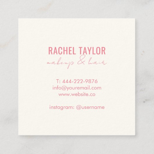 Roze lippen | Mint Make-up Vierkant Visitekaartje (Achterkant)