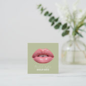 Roze lippen | Mint Make-up Vierkant Visitekaartje (Staand voorkant)