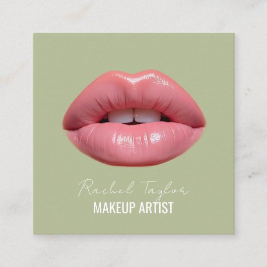 Roze lippen | Mint Make-up Vierkant Visitekaartje (Voorkant)