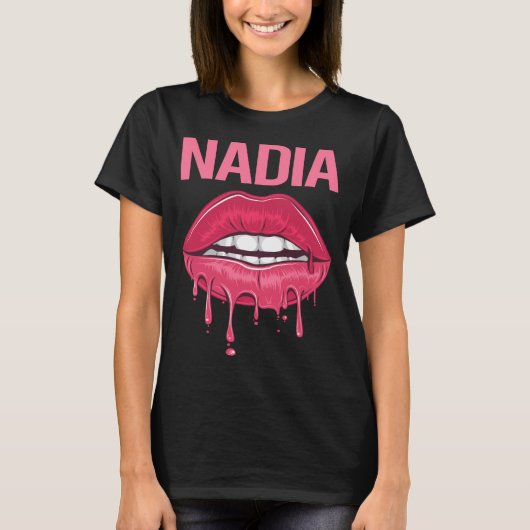 Roze Lippen - Nadia Naam T-shirt (Voorkant)