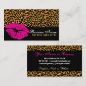 Roze lippen op klassieke luipaard Aangepaste kaart Visitekaartje (Voorkant / Achterkant)