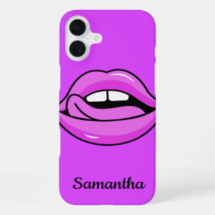 Roze lippen op maat gemaakte telefoonhoesjes iPhone 16 plus hoesje