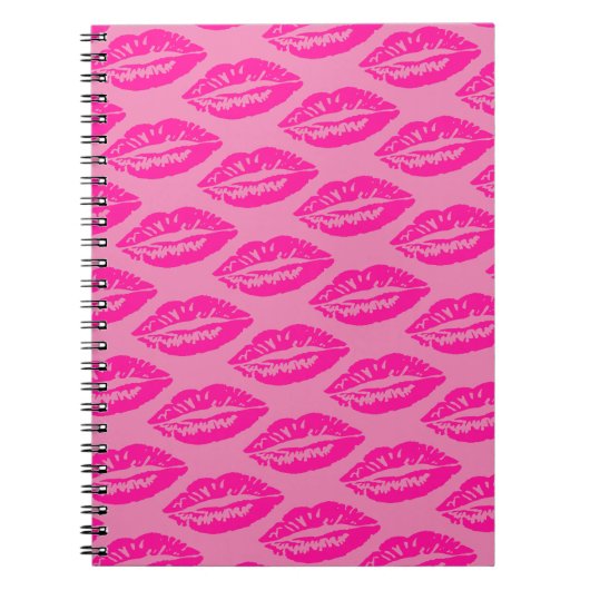 Roze Lippen Patroon Notitieboek (Voorkant)