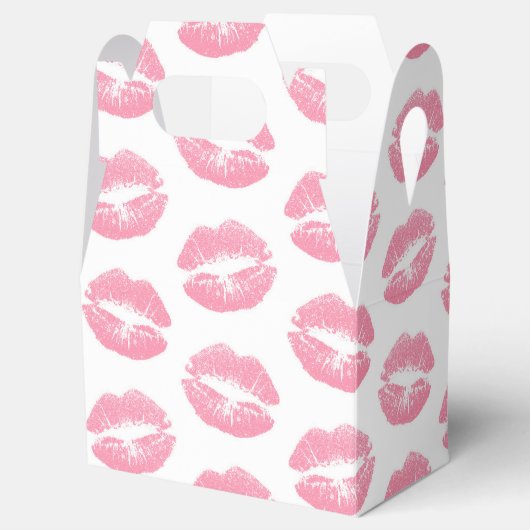 Roze lippen, patroon van lippen, roze lippenstift, bedankdoosjes (Geopend)