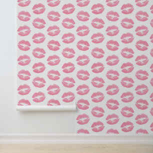 Roze lippen, patroon van lippen, roze lippenstift, behang