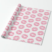 Roze lippen, patroon van lippen, roze lippenstift, cadeaupapier (Uitgerold)