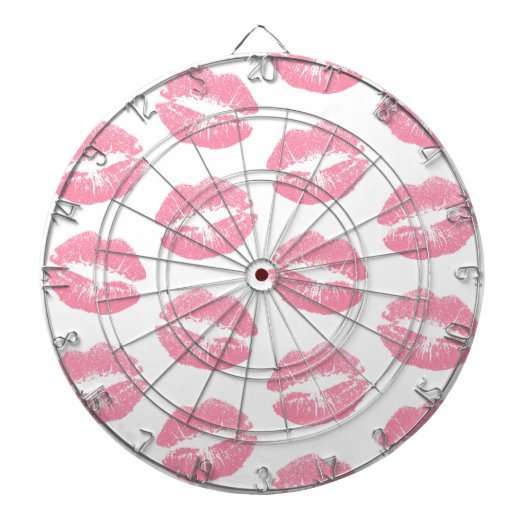 Roze lippen, patroon van lippen, roze lippenstift, dartbord (Voorkant)