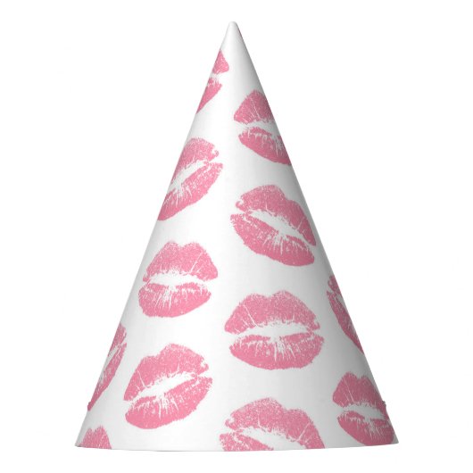 Roze lippen, patroon van lippen, roze lippenstift, feesthoedjes (Voorkant)