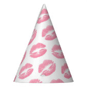 Roze lippen, patroon van lippen, roze lippenstift, feesthoedjes (Links)