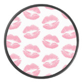 Roze lippen, patroon van lippen, roze lippenstift, hockey puck (Voorkant)