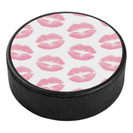 Roze lippen, patroon van lippen, roze lippenstift, hockey puck