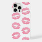Roze lippen, patroon van lippen, roze lippenstift, iPhone hoesje (Achterkant)