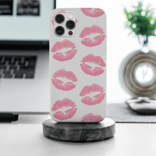 Roze lippen, patroon van lippen, roze lippenstift, iPhone 15 pro max case