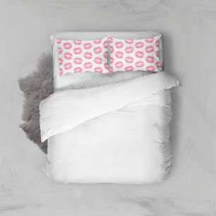 Roze lippen, patroon van lippen, roze lippenstift, kussensloop