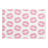 Roze lippen, patroon van lippen, roze lippenstift, kussensloop (Achterkant)