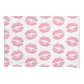 Roze lippen, patroon van lippen, roze lippenstift, kussensloop (Voorkant)