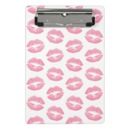 Roze lippen, patroon van lippen, roze lippenstift, mini klembord