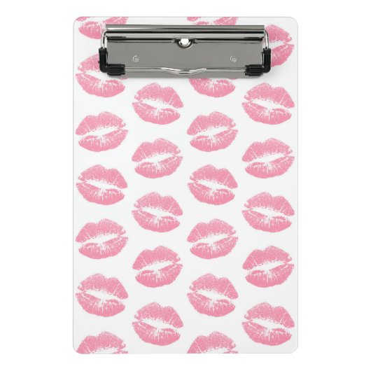 Roze lippen, patroon van lippen, roze lippenstift, mini klembord (Voorkant)