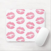 Roze lippen, patroon van lippen, roze lippenstift, muismat (Met muis)