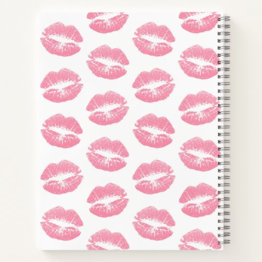 Roze lippen, patroon van lippen, roze lippenstift, notitieboek (Achterkant)