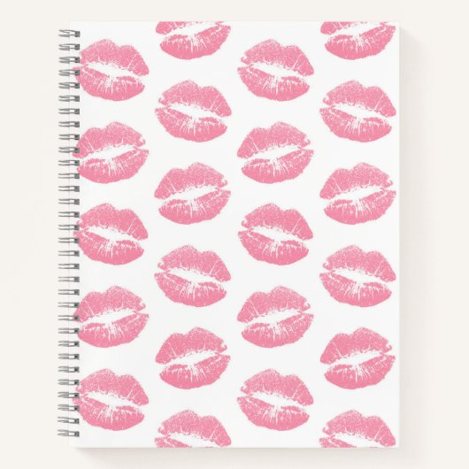 Roze lippen, patroon van lippen, roze lippenstift, notitieboek (Voorkant)