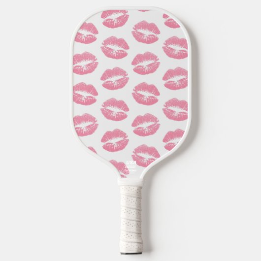 Roze lippen, patroon van lippen, roze lippenstift, pickleball paddle (Voorkant)