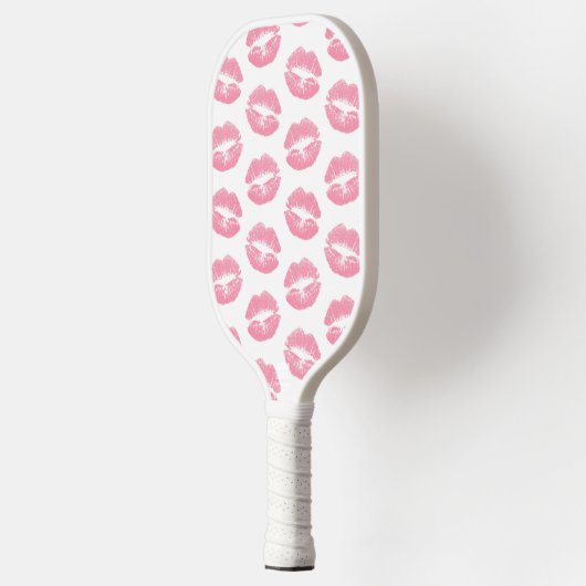 Roze lippen, patroon van lippen, roze lippenstift, pickleball paddle (Links)
