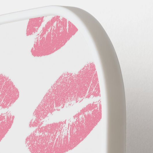 Roze lippen, patroon van lippen, roze lippenstift, pickleball paddle (Links Detail)