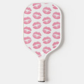 Roze lippen, patroon van lippen, roze lippenstift, pickleball paddle (Achterkant)