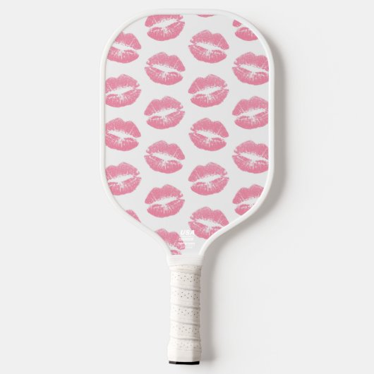 Roze lippen, patroon van lippen, roze lippenstift, pickleball paddle (Achterkant)