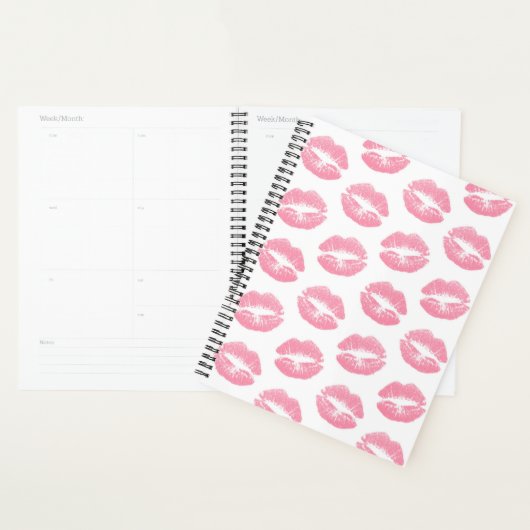 Roze lippen, patroon van lippen, roze lippenstift, planner (Display)