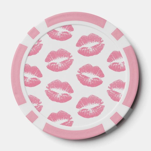 Roze lippen, patroon van lippen, roze lippenstift, poker chips (Achterkant)