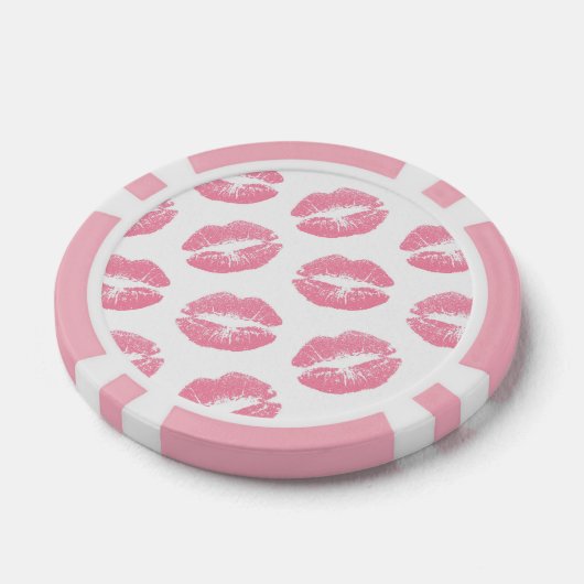 Roze lippen, patroon van lippen, roze lippenstift, poker chips (Enkel)