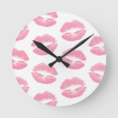 Roze lippen, patroon van lippen, roze lippenstift, ronde klok (Voorkant)