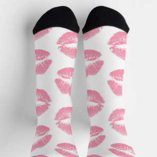 Roze lippen, patroon van lippen, roze lippenstift, sokken