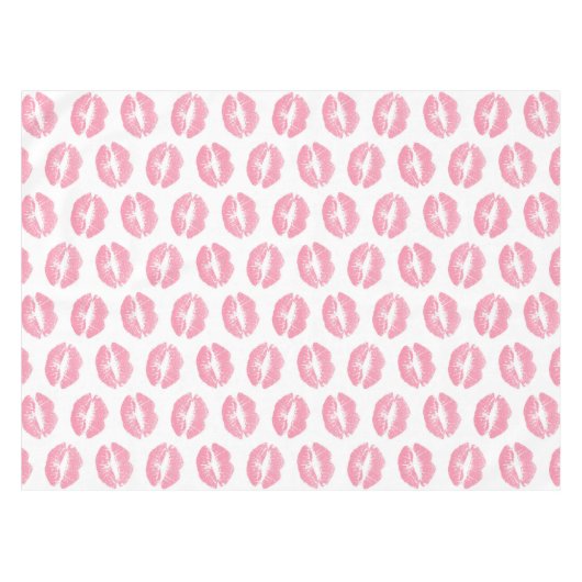 Roze lippen, patroon van lippen, roze lippenstift, tafelkleed (Voorkant (Horizontaal))