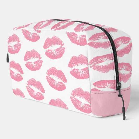 Roze lippen, patroon van lippen, roze lippenstift, toilettasje (Rechterhoek)