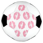 Roze lippen, patroon van lippen, roze lippenstift, voetbal (Gedraaid)
