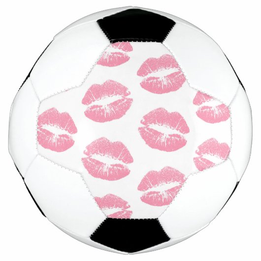 Roze lippen, patroon van lippen, roze lippenstift, voetbal (Voorkant)