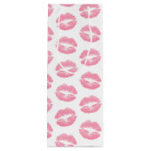 Roze lippen, patroon van lippen, roze lippenstift, wijn cadeautas (Achterkant)