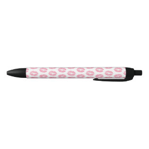 Roze lippen, patroon van lippen, roze lippenstift, zwarte inkt pen