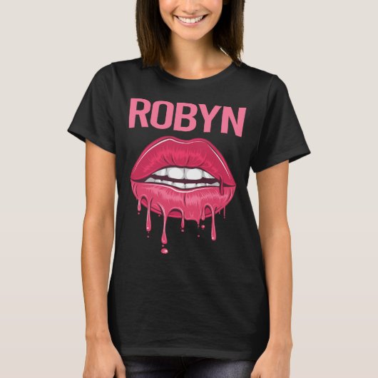 Roze Lippen - Robyn Naam T-shirt (Voorkant)