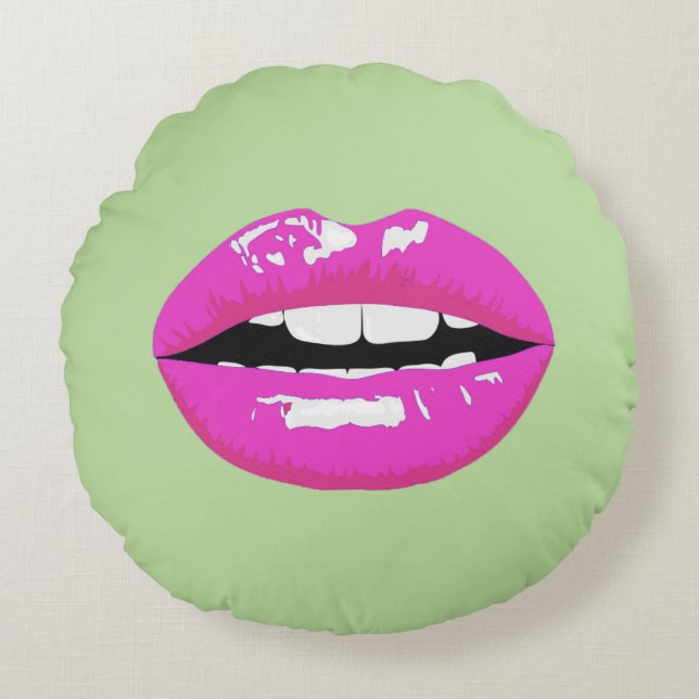 Roze lippen rond kussen (Voorkant)