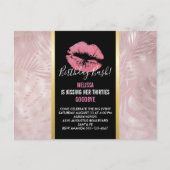 Roze Lippen & Roos Goud Tropische bladeren Verjaar Briefkaart (Voorkant)